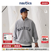 nautica白帆 官方正品 日系中性宽松大logo半拉链卫衣KW3318