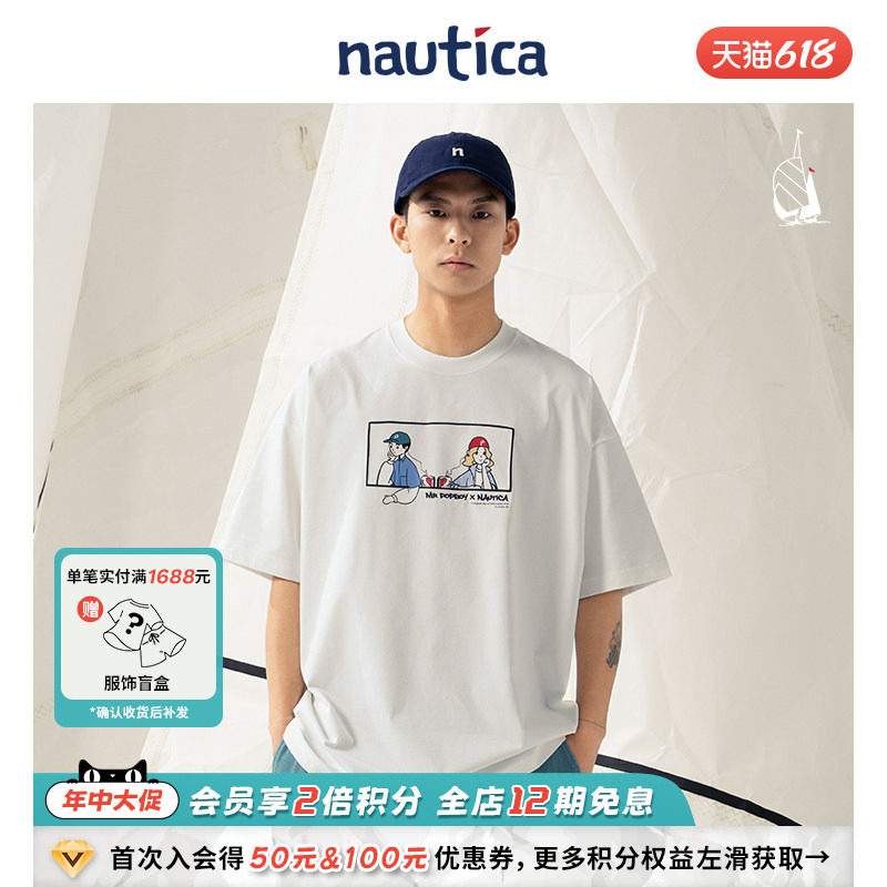 【联名系列】nautica whitesail日系中性插画短袖T恤