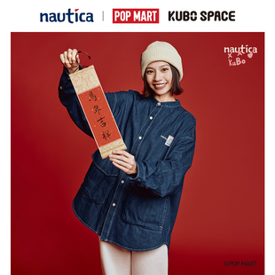 PMWW6103 衬衫 nautica×POPMART泡泡玛特KUBO联名中式 盘扣牛仔长袖