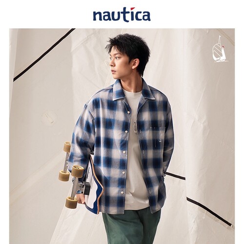 nauticawhitesail长袖宽松衬衫
