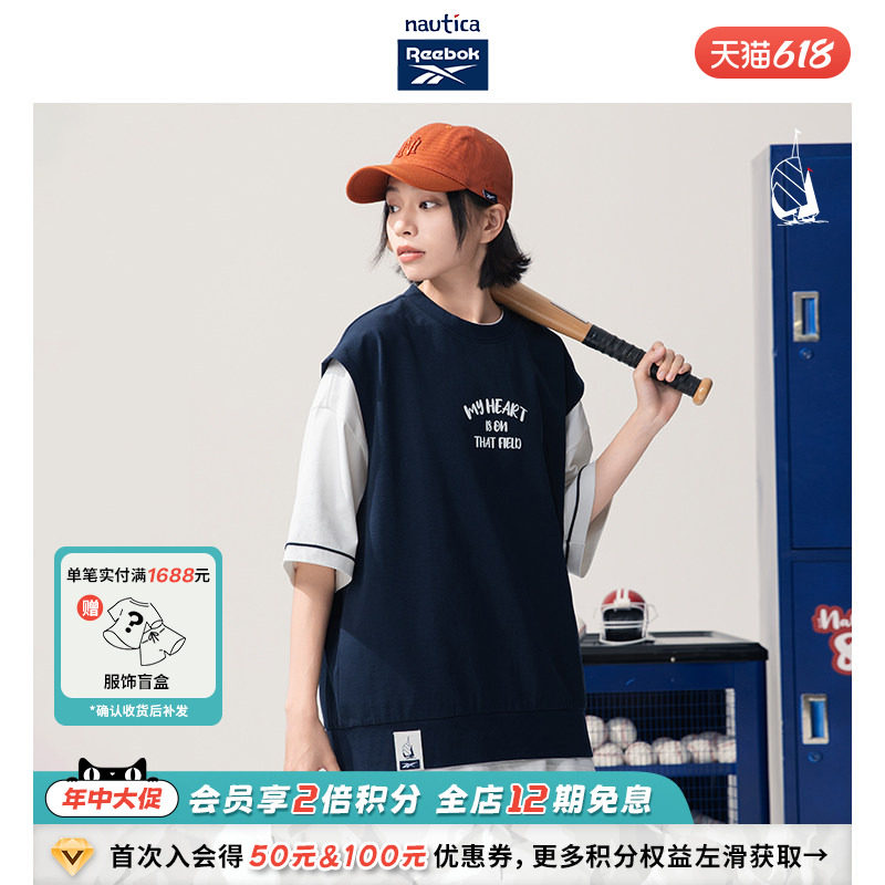 【联名系列】nautica whitesail x Reebok日系中性宽松无袖T恤