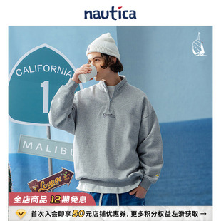 白帆 nautica 日系情侣学院风宽松半拉链卫衣KW3105 官方正品