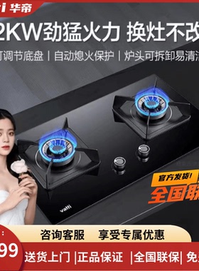 Vatti/华帝 i10075B/10090B燃气灶5.2KW火力可拆炉头天然液化气嵌