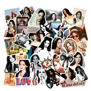 rey欧美女星明星贴纸手账防水打雷姐复古贴纸 del 拉娜德雷 lana