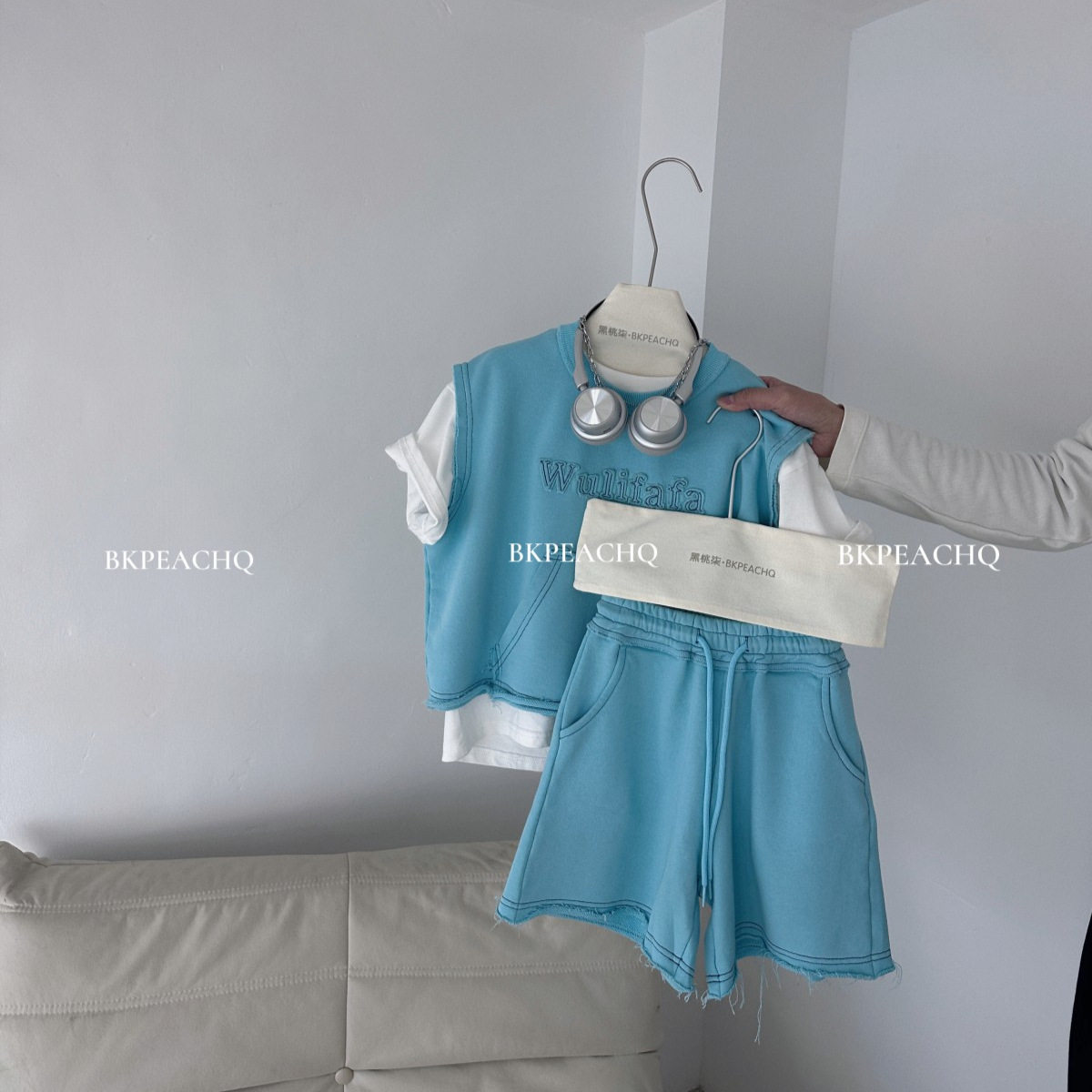 2026儿童夏季新款韩版洋气毛边背心短裤套装男童夏装上衣五分裤子