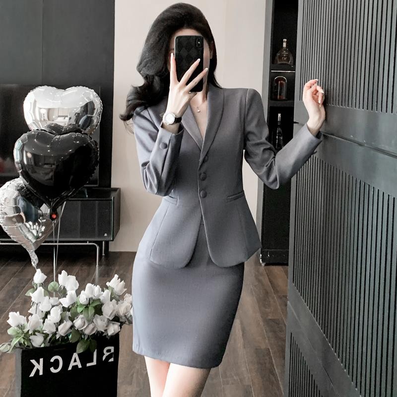 灰色西装套装女2025新款秋冬气质女神范正装高端空姐制服职业工装
