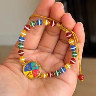 天然红玛瑙本命年红珠子手串藏式小唐卡吊坠财神天珠线珠多宝手串