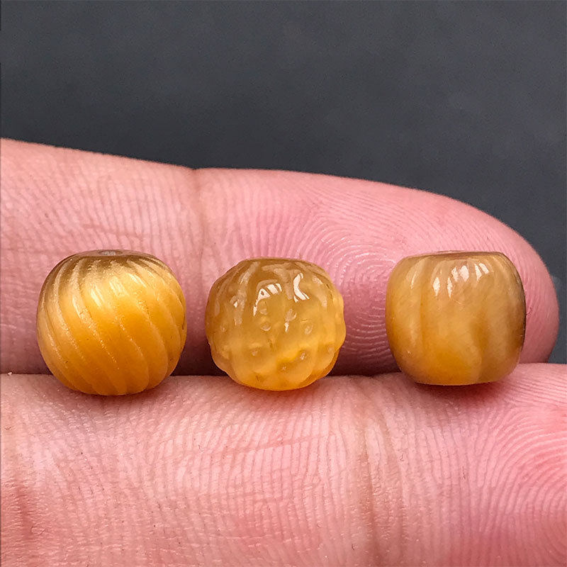 8MM黄虎眼石百香籽金刚老型珠散珠DIY文玩星月菩提手串配隔珠配件