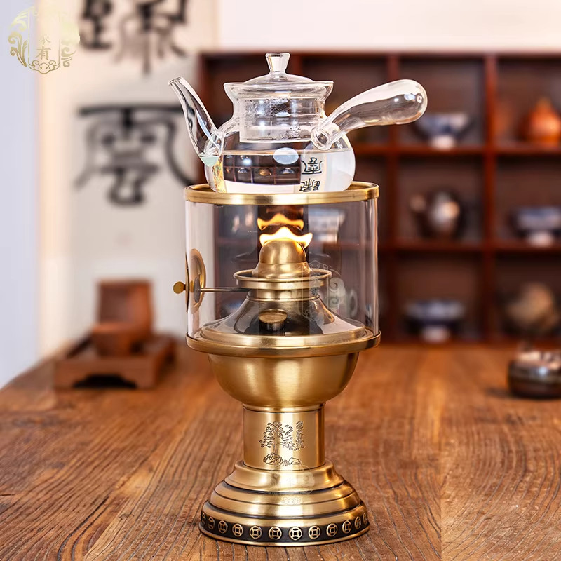 新款上链灯迎客松煤油灯空气灯煮茶炉中式酥油灯炉复古烧水壶潮汕