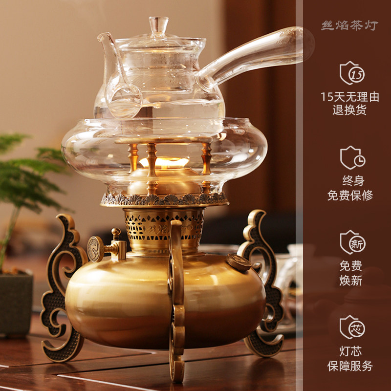 新款煤油灯空气灯茶炉纯黄铜活火