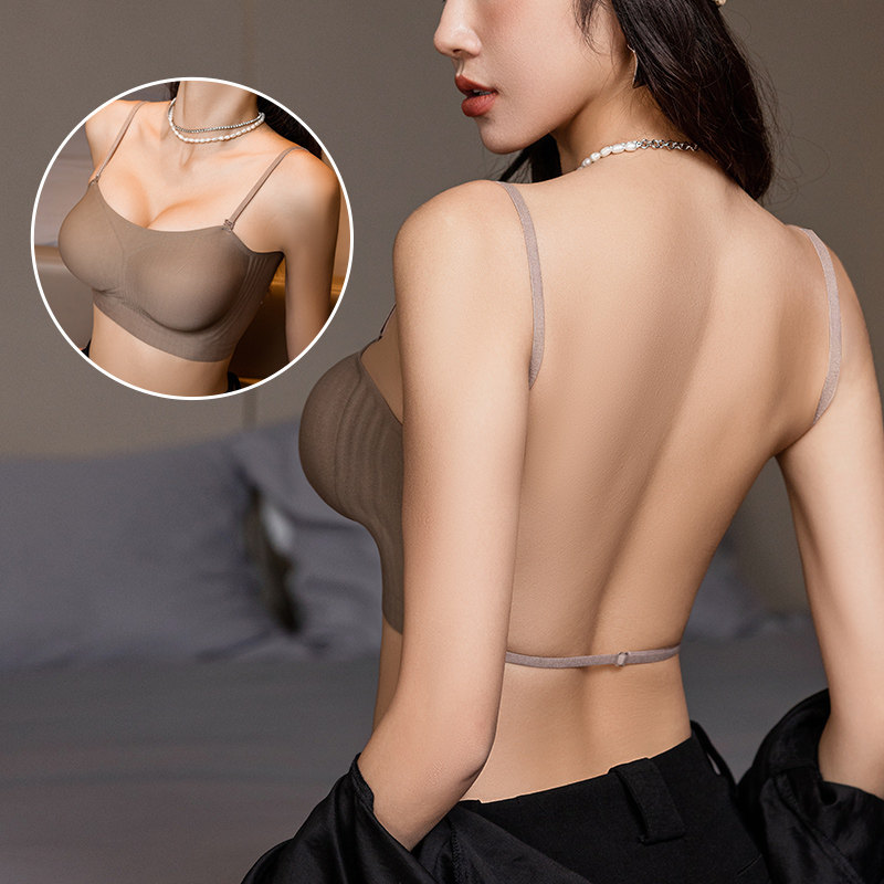 U型美背外扩内衣女小胸聚拢显大漫画胸型背心一体可外穿露背文胸