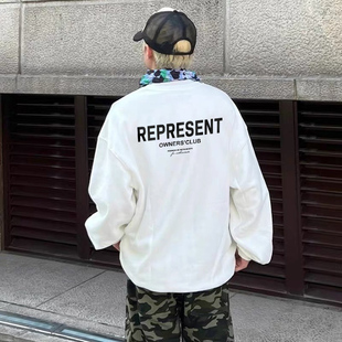 TEAM247 X REPRESENT圆领卫衣男士春秋季美式重磅宽松休闲上衣潮