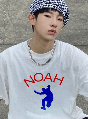 NOAH CITY短袖t恤男夏季宽松半袖纯棉潮流潮牌圆领白色体恤衣服