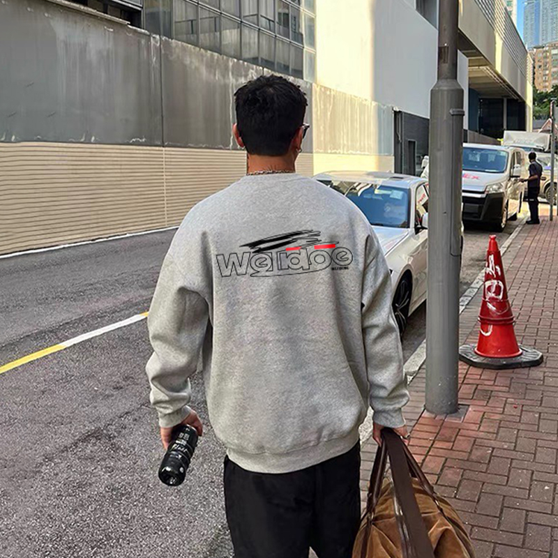 WE11DONE KONNE新款春秋休闲宽松加绒长袖上衣美式街头圆领卫衣男