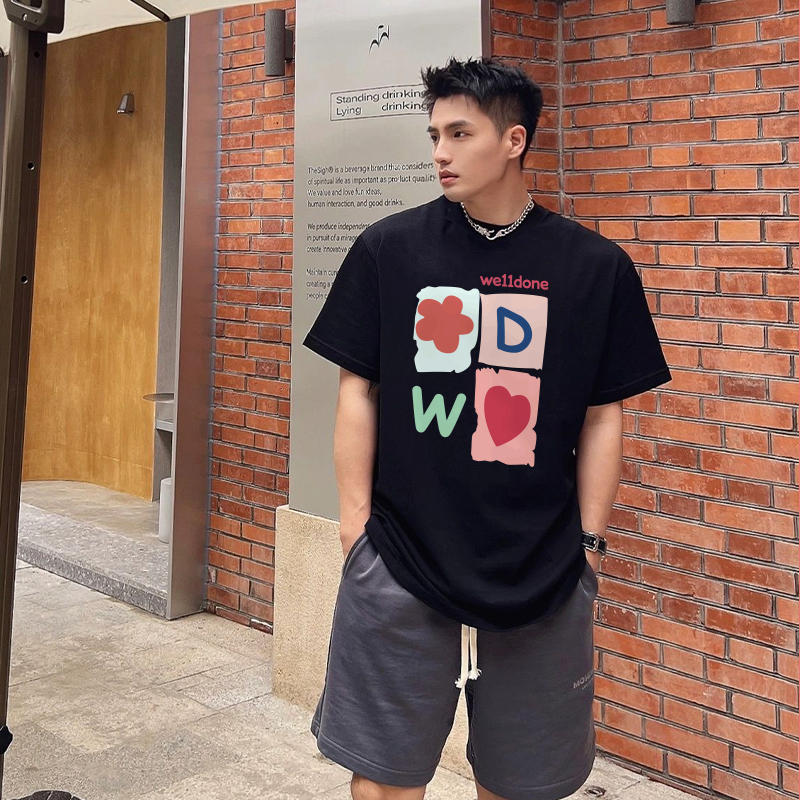 WE11DONE KONNE美式街头嘻哈短袖上衣纯棉圆领T恤男青少年情侣款