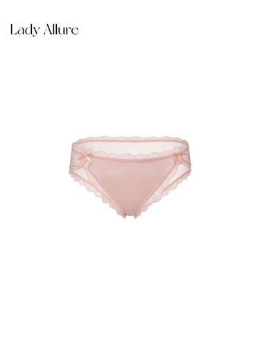 「LA」月光柔情*新款丝滑缎面蕾丝内裤女透明网纱刺绣低腰三角裤