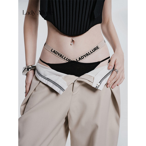 LAGirl's·漫感律动丨边界系列*交叉露腰字母性感健身莫代尔内裤