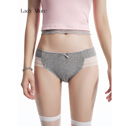 「LA」可欲可纯*日系蕾丝内裤女纯棉档透气性感无痕中腰三角裤