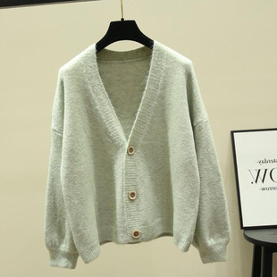 sleeves 女 neck 开衫 V领灯笼袖 新款 lantern with cardigan New