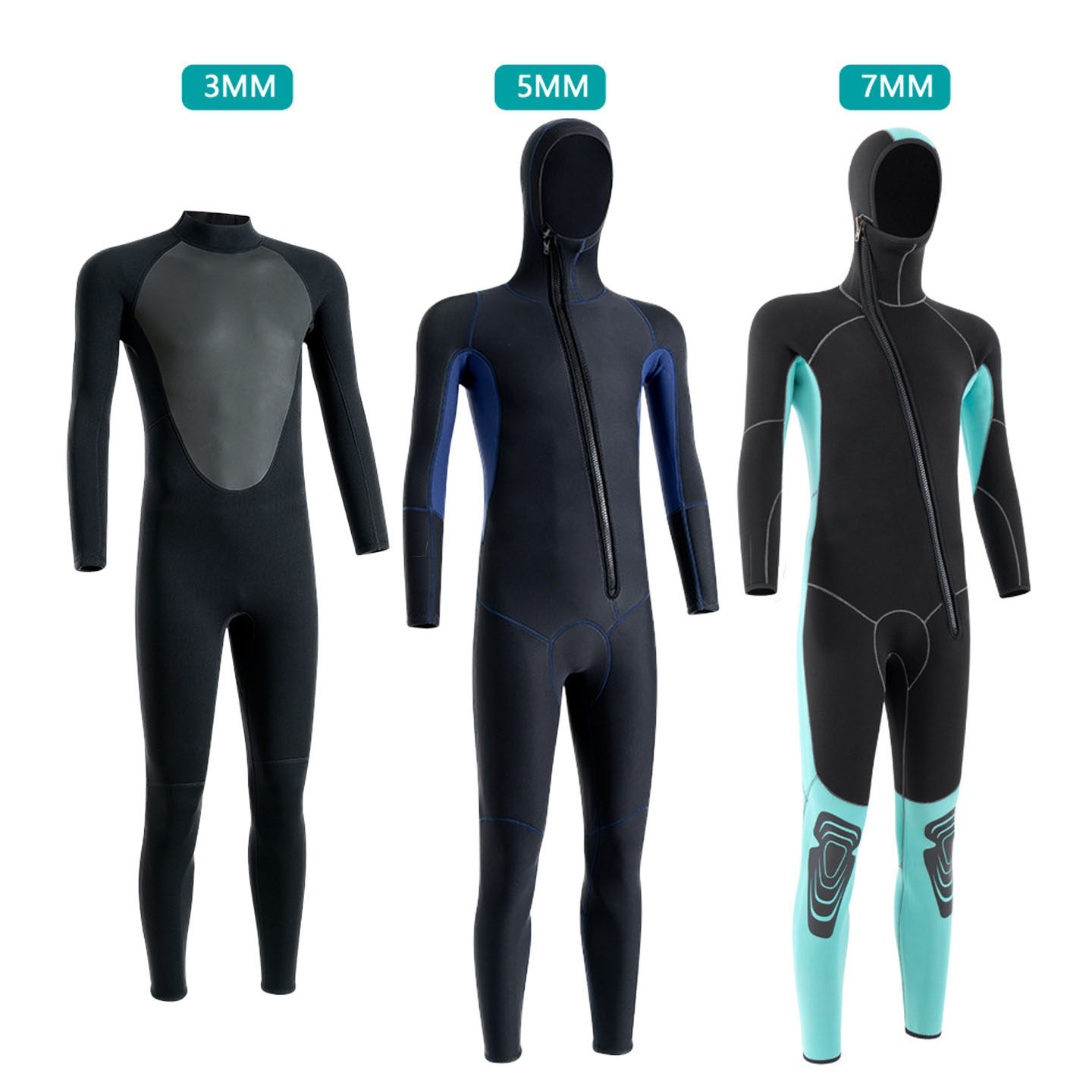 湿式潜水服男1.5-7MM加厚全身连体保暖防寒冲浪服女自由浮潜装备