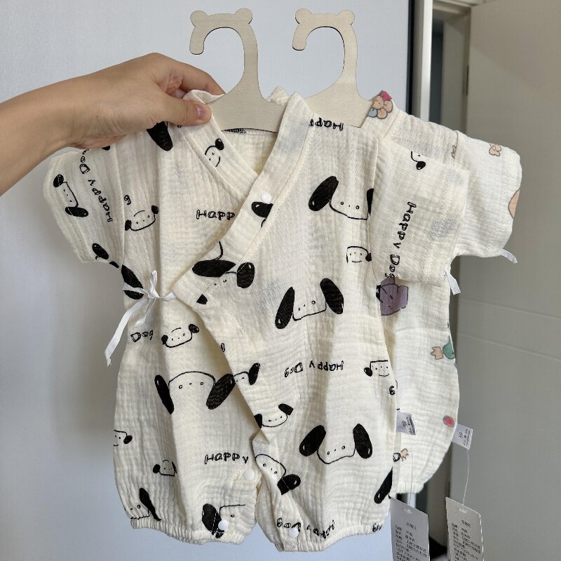 婴幼儿短袖连身衣超萌宝宝纯棉a类夏薄款包屁衣空调服外出和尚服