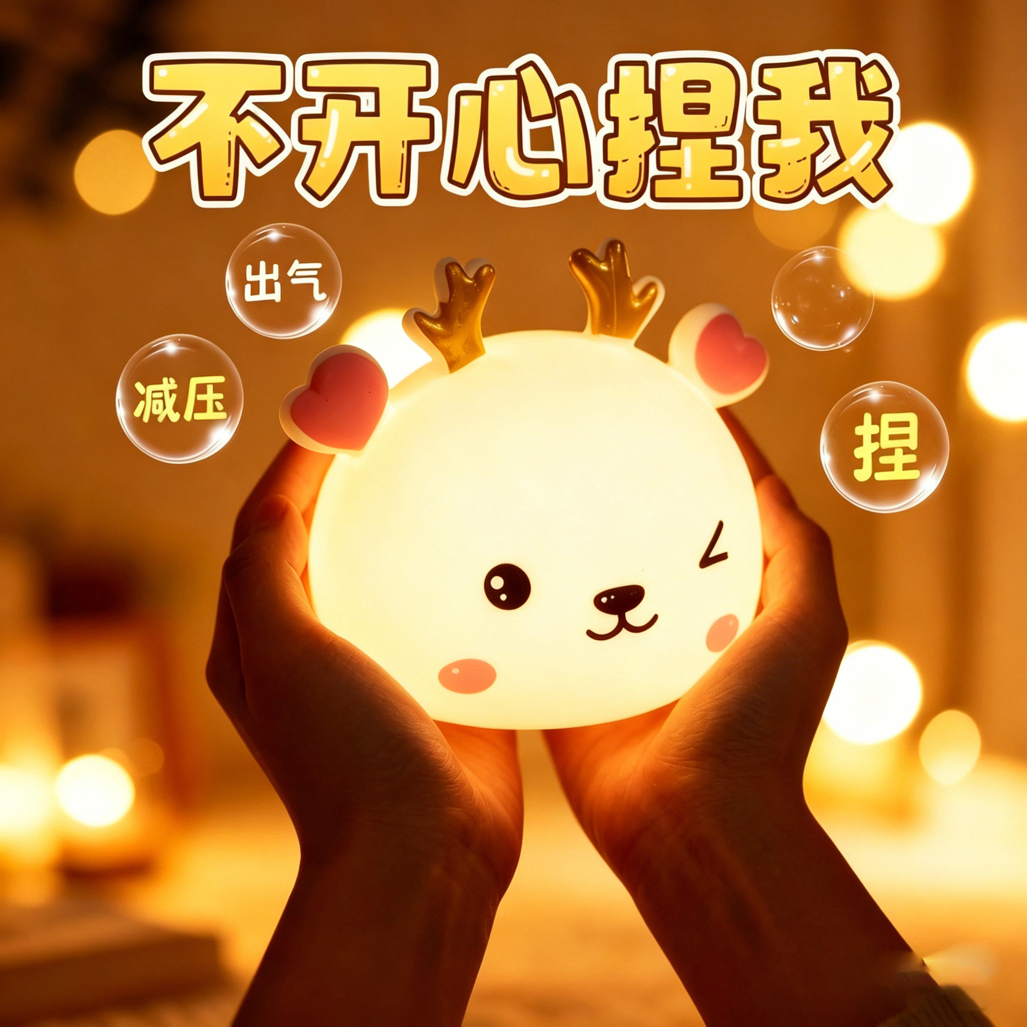 萌鹿拍拍灯可爱氛围小夜灯卧室床头睡眠灯柔光护眼送儿童女生礼物