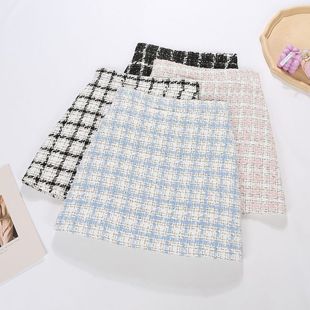 新款 女装 高腰显瘦包臀裙粗花呢裙子2558 纹半身裙时尚 名媛小香风格