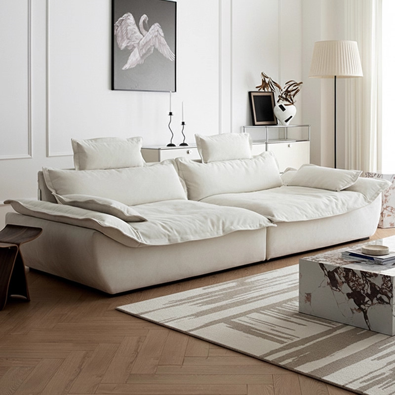 26新款帆船沙发现代简约大坐深直排客厅可拆洗磨砂绒法式布艺沙发