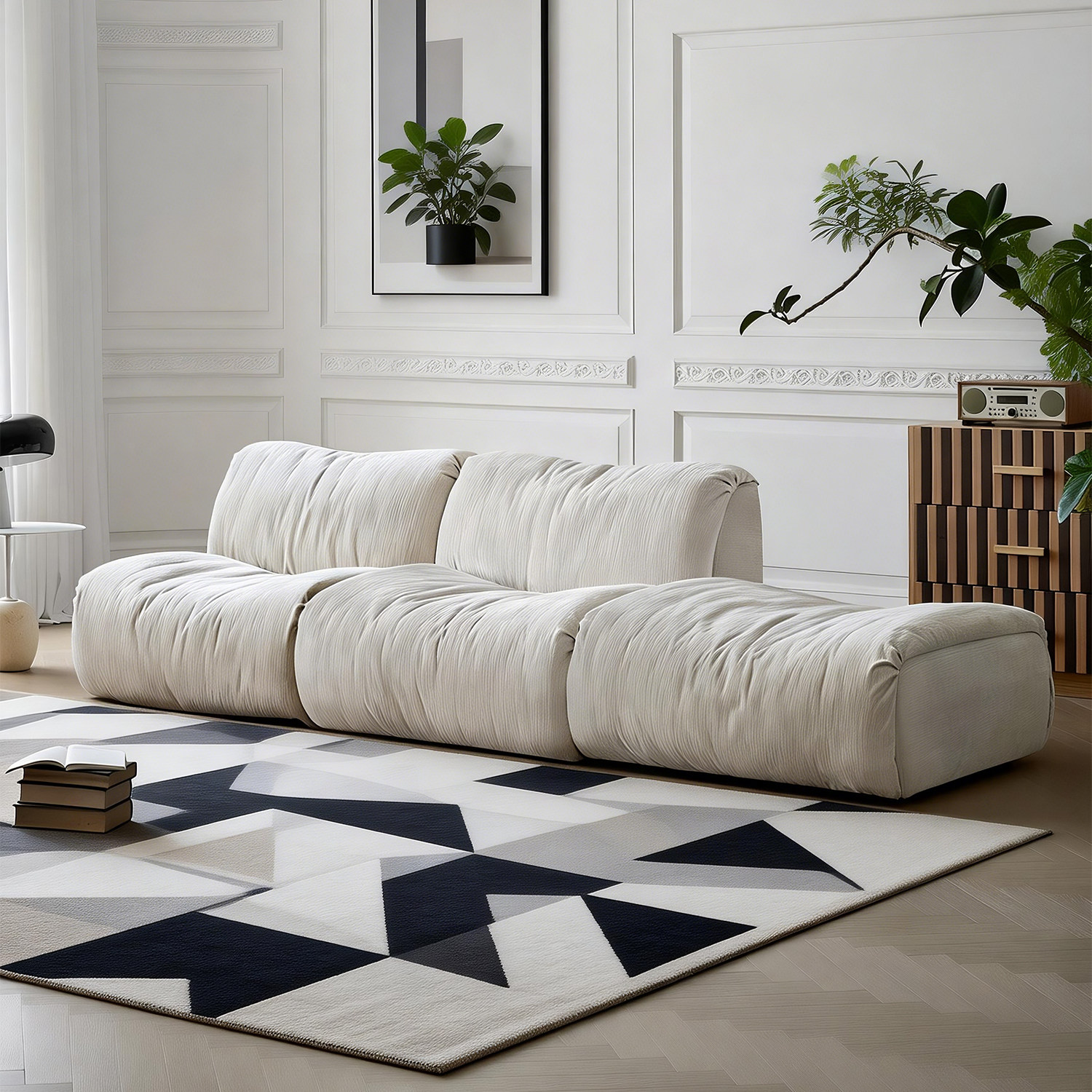 上进诺诺沙发复古奶油风直排布艺小户型客厅可拆洗模块组合拼色