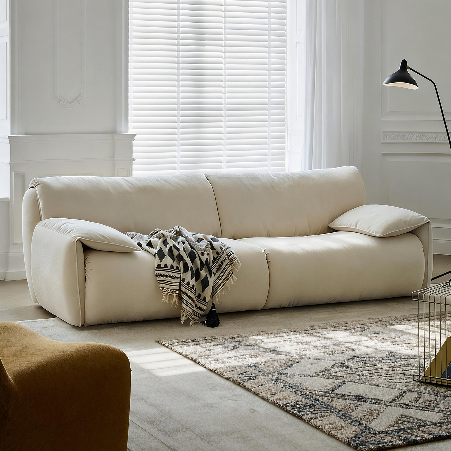 上进月耳布艺沙发客厅直排现代简约法式复古大象耳朵可拆洗沙发