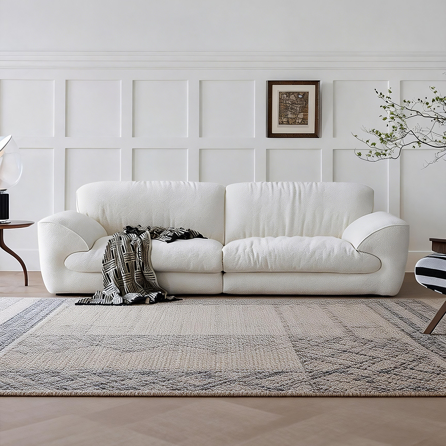 上进兰德里沙发现代简约法式奶油风布艺沙发客厅直排小户型沙发