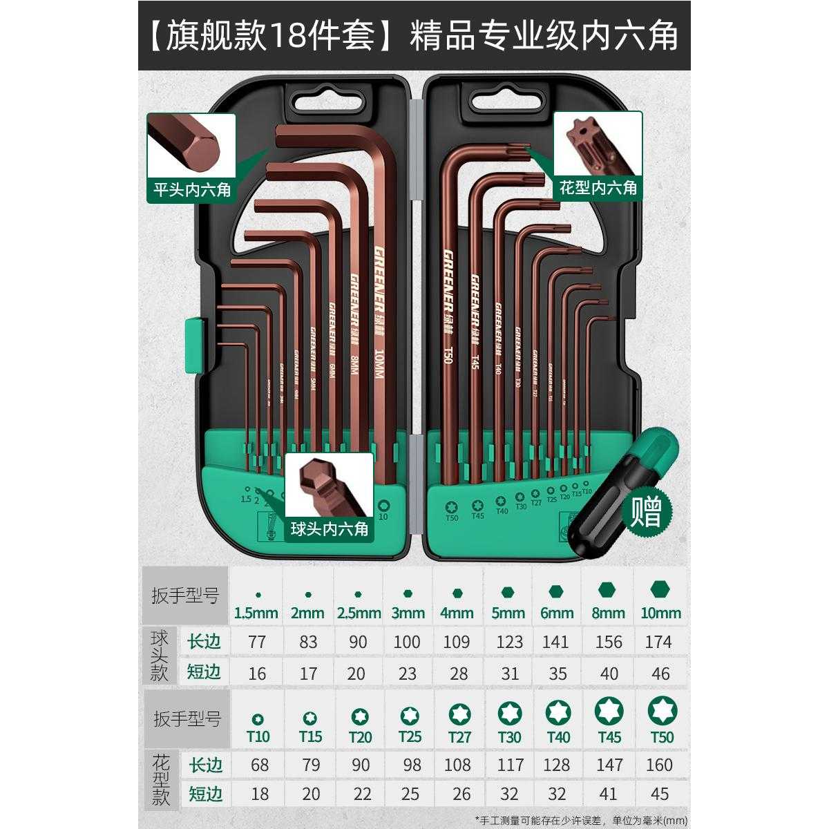 绿林内六角扳手梅花套装德国6角