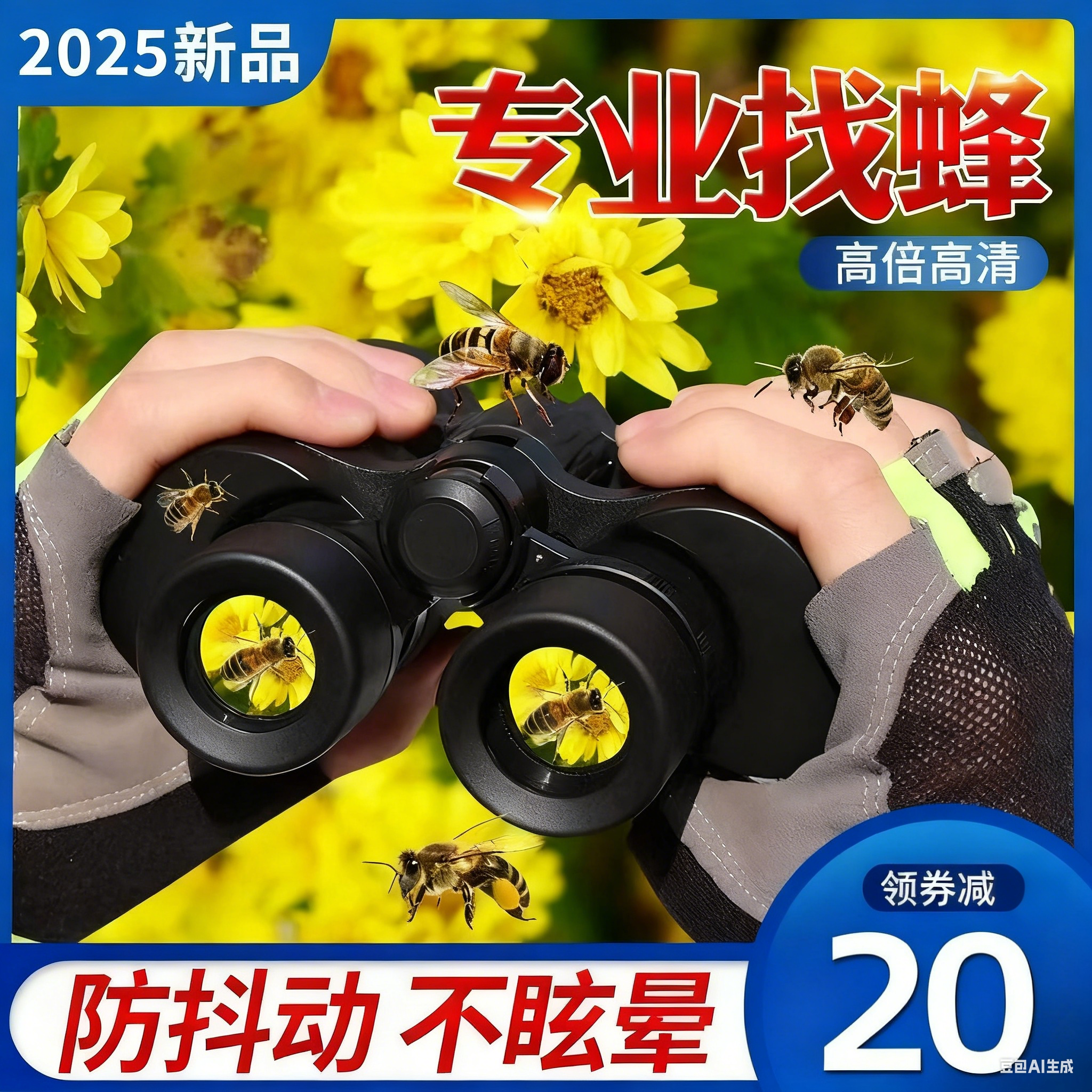 专业级望远镜高倍高清10公里夜视户外找蜜蜂马蜂寻蜂专用望眼镜