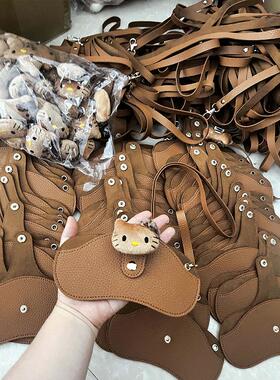 哈喽Kat猫皮质眼镜收纳袋盒卡通可爱便携墨镜包挂绳脖手腕防丢套