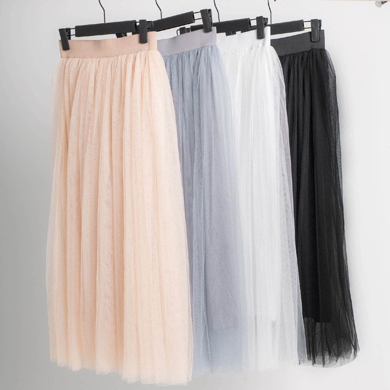 Nipped-waist A-line pleated mesh tutu skirt收腰A字褶裥蓬蓬裙