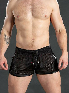 Solid Mesh Drawstring Lounge Shorts纯色网眼抽绳休闲透气短裤