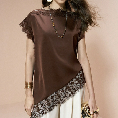 蕾丝拼接无袖女士上衣Lace patchwork sleeveless women's top