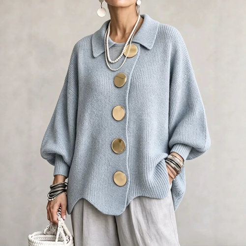 Notched lapel button-up long sleeve coat 翻领纽扣长袖外套