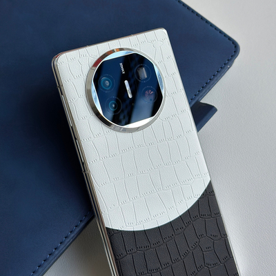 适用华为matex5典藏版撞色拼接背膜皮革压纹耐磨防滑防指纹双色拼接华为matex3手机后膜华为x6素皮膜