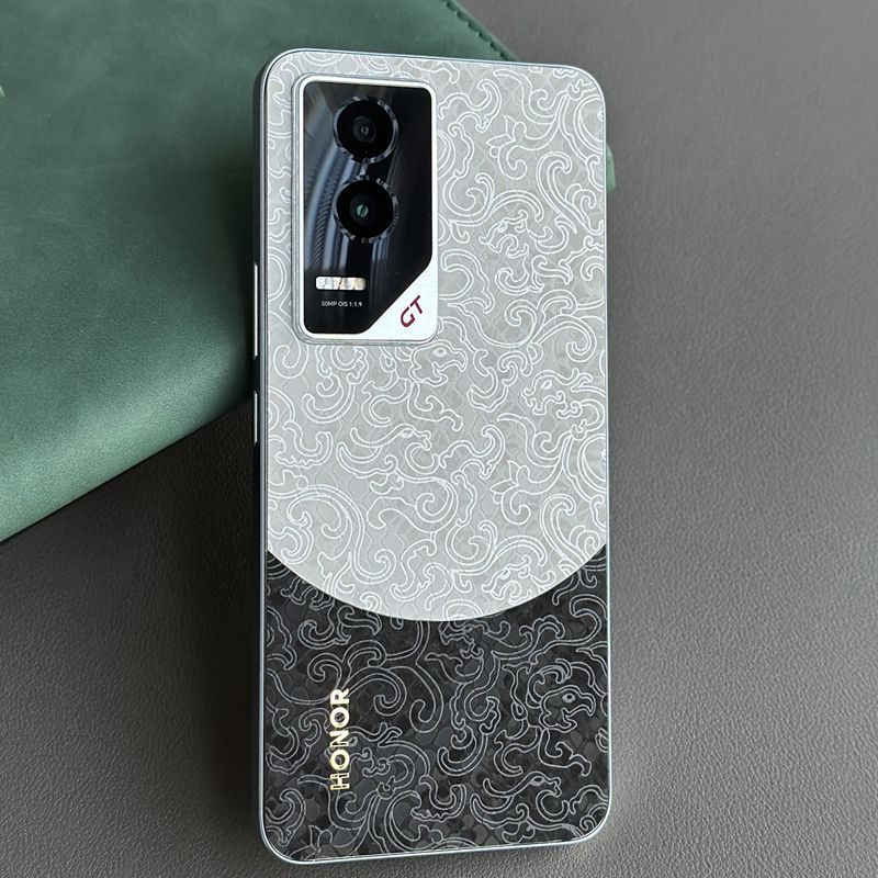 适用荣耀GT撞色背膜个性拼接后膜双色拼接素皮后膜荣耀 GT手机后膜后盖保护膜