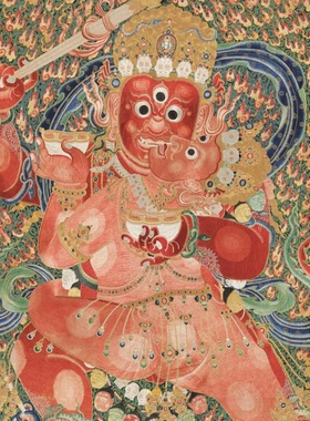 明永乐御制红阎摩敌刺绣唐卡 电子图片装饰喷绘临摹素材