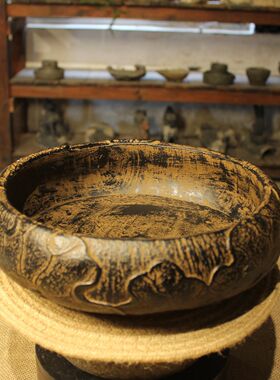 大口径中式复古禅意莲花浮萍水培器创意花盆花器荷韵造景水槽衣钵