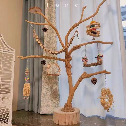 干树枝原木杈艺术干枝枯木树干鸟站架造型壁鹦鹉站架吊顶龙骨装饰