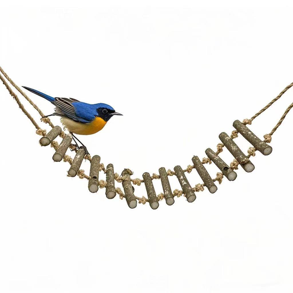 小鸟爬梯鸟类麻绳爬梯软绳玩具架子装饰客厅田园可爱家居彩色羽毛