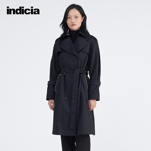 Indicia3C106FY326专柜正品标记女装风衣外套腰带长款吊牌价1689