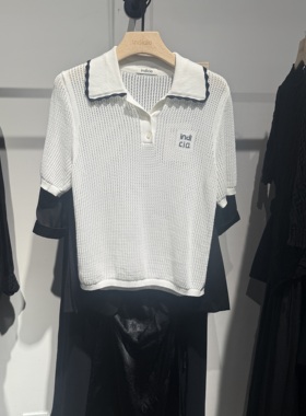 indiciaF2B5ZZ115F专柜正品标记女装撞色拼接镂空针织衫吊牌价589