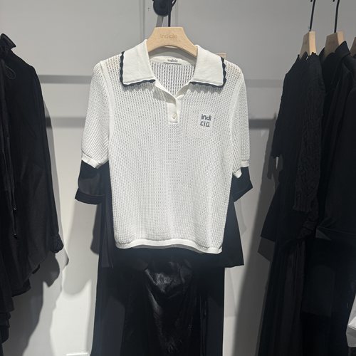 indiciaF2B5ZZ115F专柜正品标记女装撞色拼接镂空针织衫吊牌价589