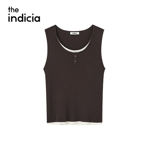 indiciaF2C5BX409C专柜正品标记女装撞色假两件针织背心吊牌价399