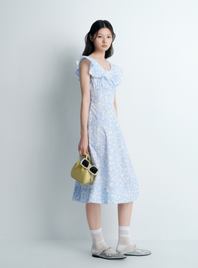 indiciatheL2B5LQ111专柜正品标记女装荷叶边碎花连衣裙吊牌价869
