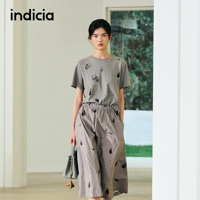 indiciaF2B5TX137N专柜正品标记女装休闲百搭印花T恤短袖吊牌469